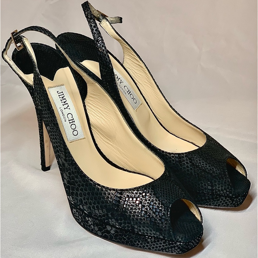 JIMMY CHOO 🐍 PIXEL SNAKE PRINT LEATHER SLINGBACKS